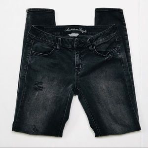 AEO Super Stretch Jeggings Black Distressed Sz 8R